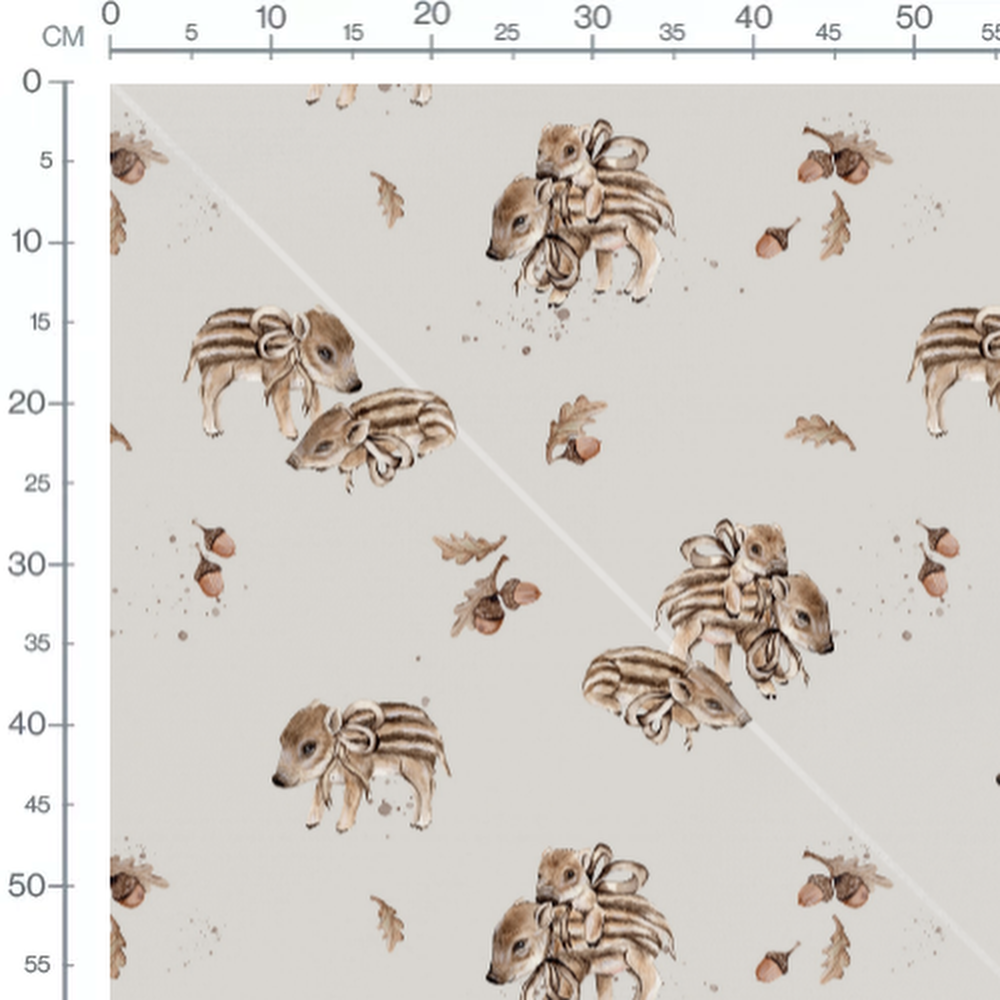 Tissu - Marcassins rayés sur gris