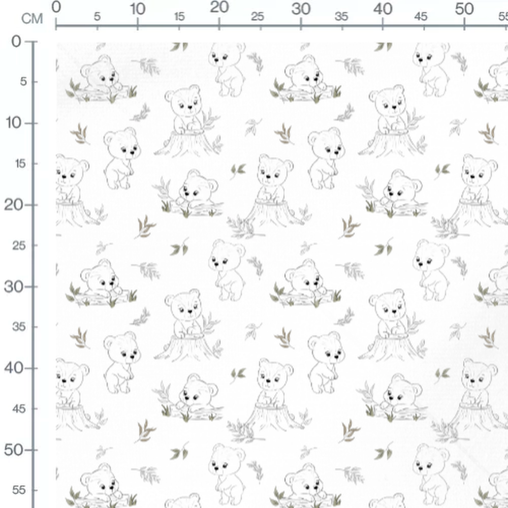 Tissu - Oursons sur souches et branches