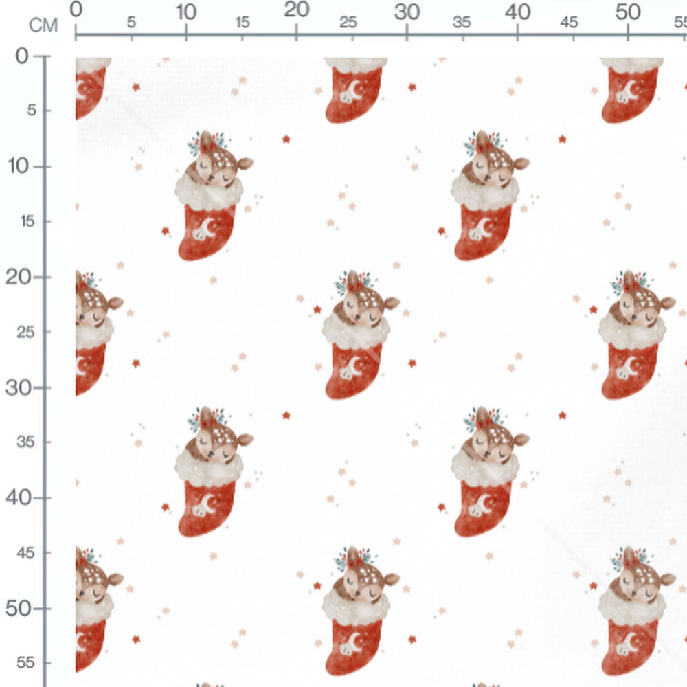 Tissu - Faon dans chaussette rouge