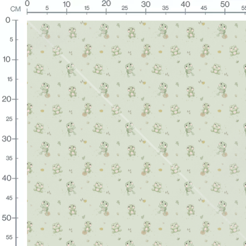Tissu - Grenouilles vertes sur fond vert