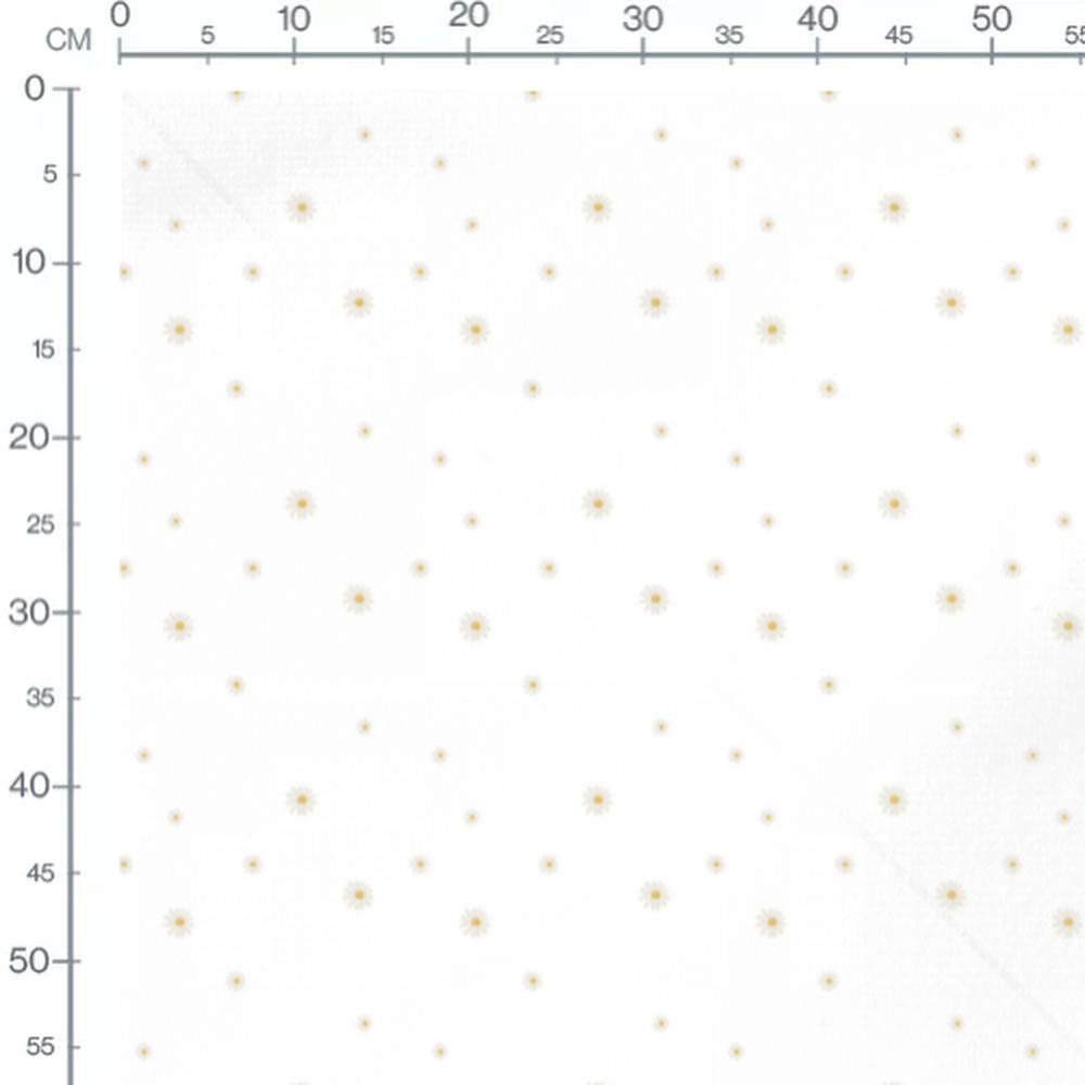 Tissu - Petites marguerites sur blanc