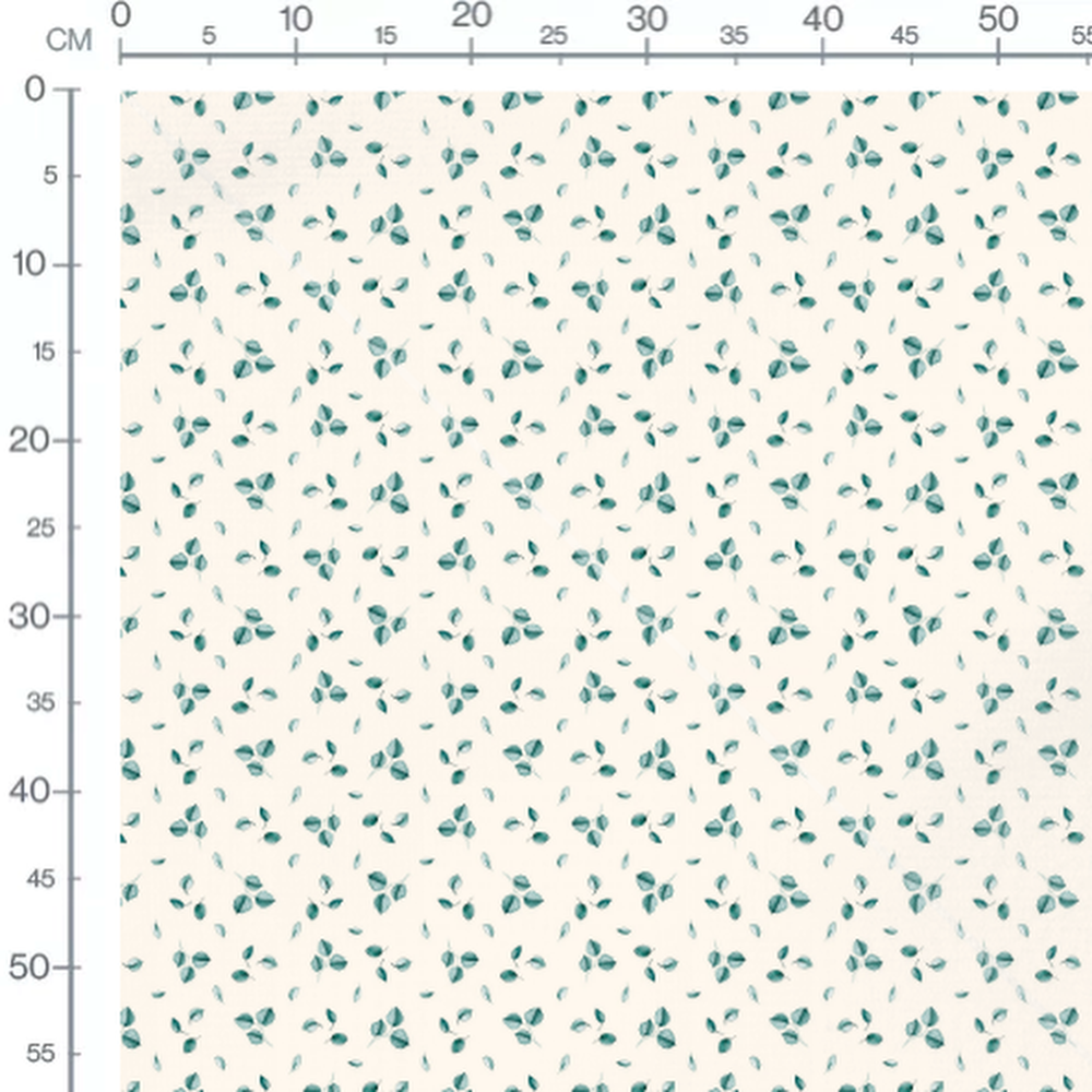 Tissu - Petites feuilles sur blanc cassé