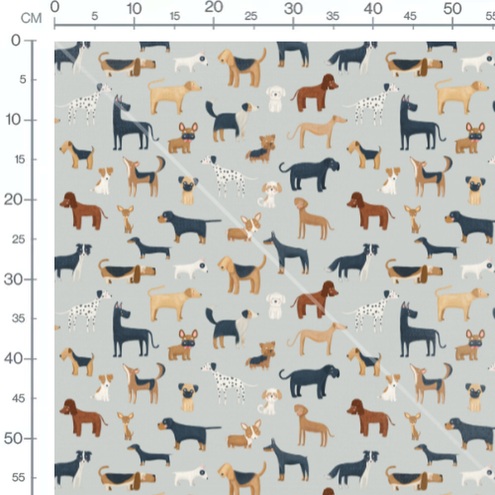 Tissu - Motif chiens variés
