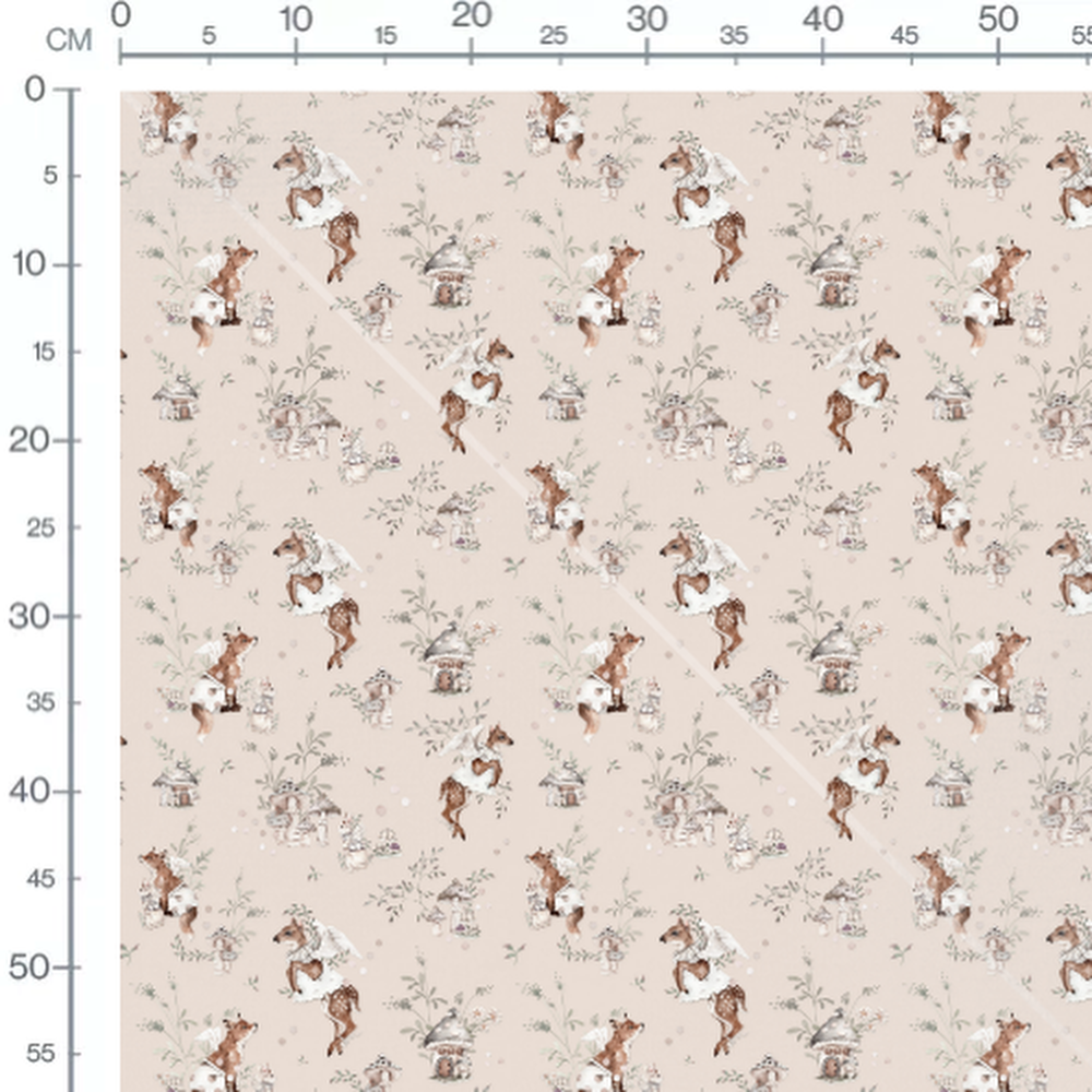 Tissu - Ailés marron et maisons roses