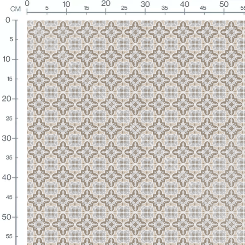 Tissu - Fleurs beige et gris sur blanc