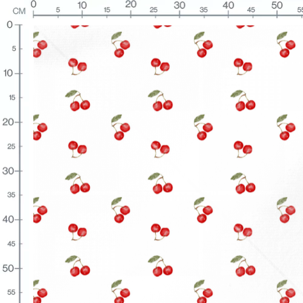 Tissu - Groupes de cerises et feuillage