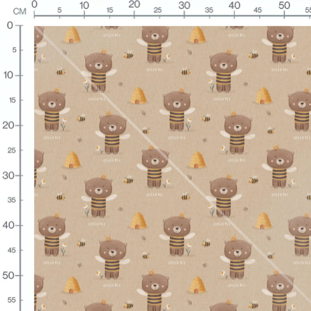 Tissu - Ours abeilles et ruches