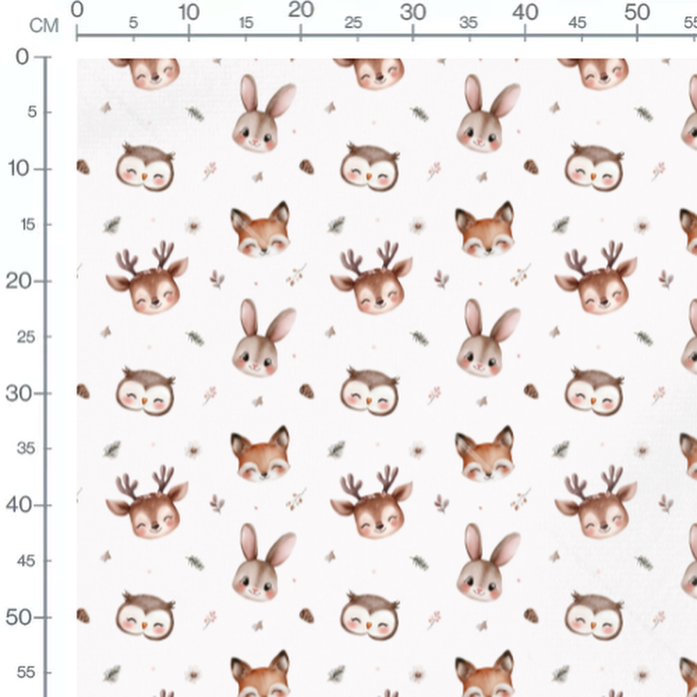 Tissu - Visages d'animaux pastel 2