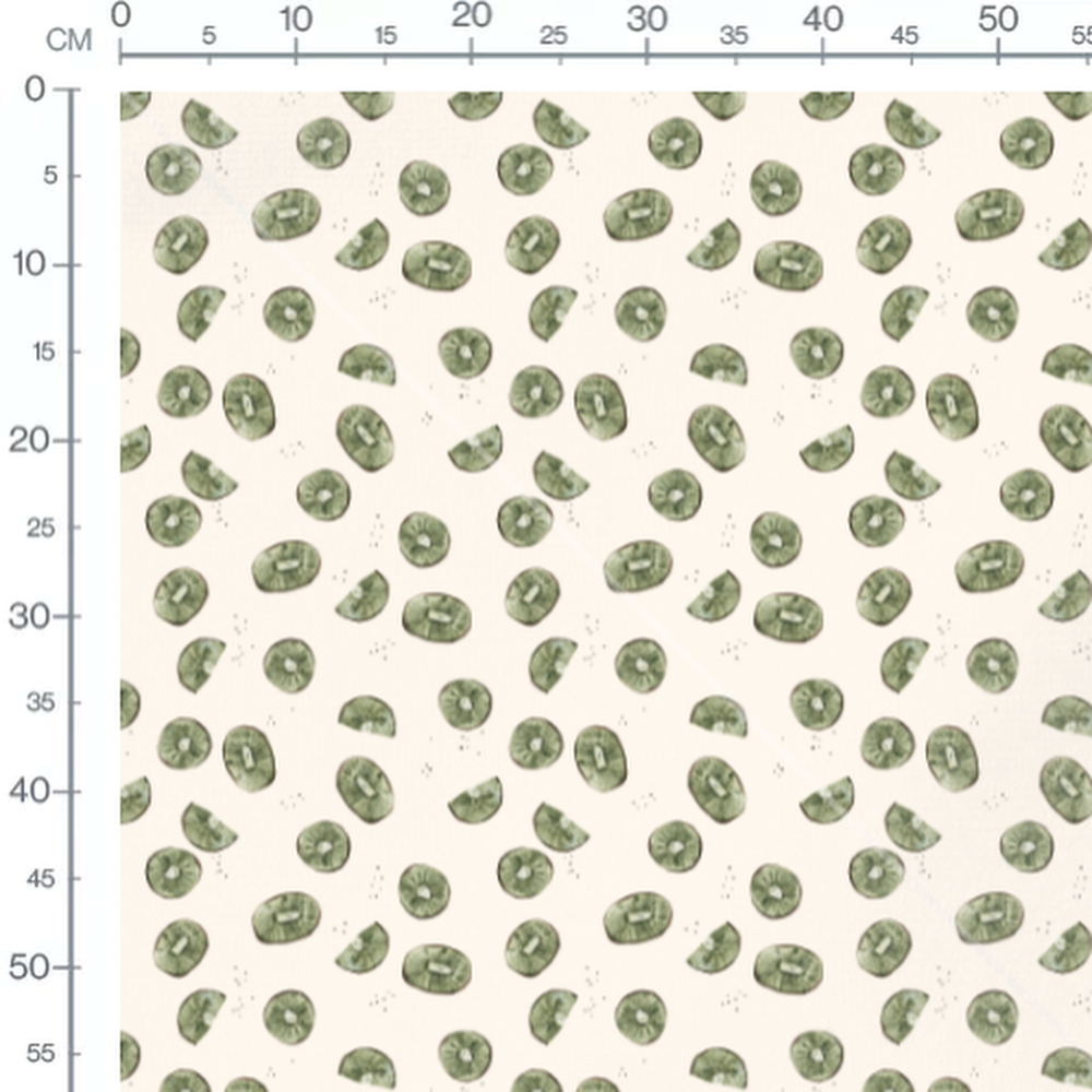 Tissu - Tranches de kiwi sur beige