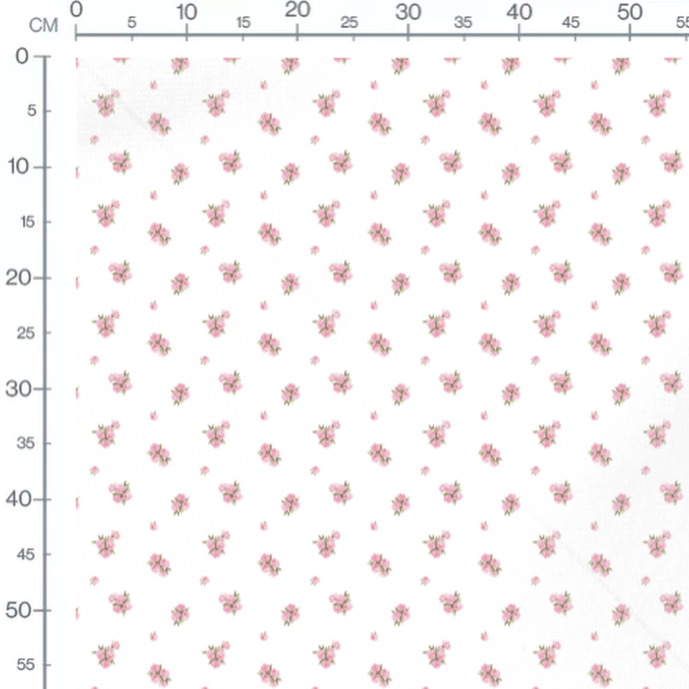 Tissu - Bouquets roses sur blanc