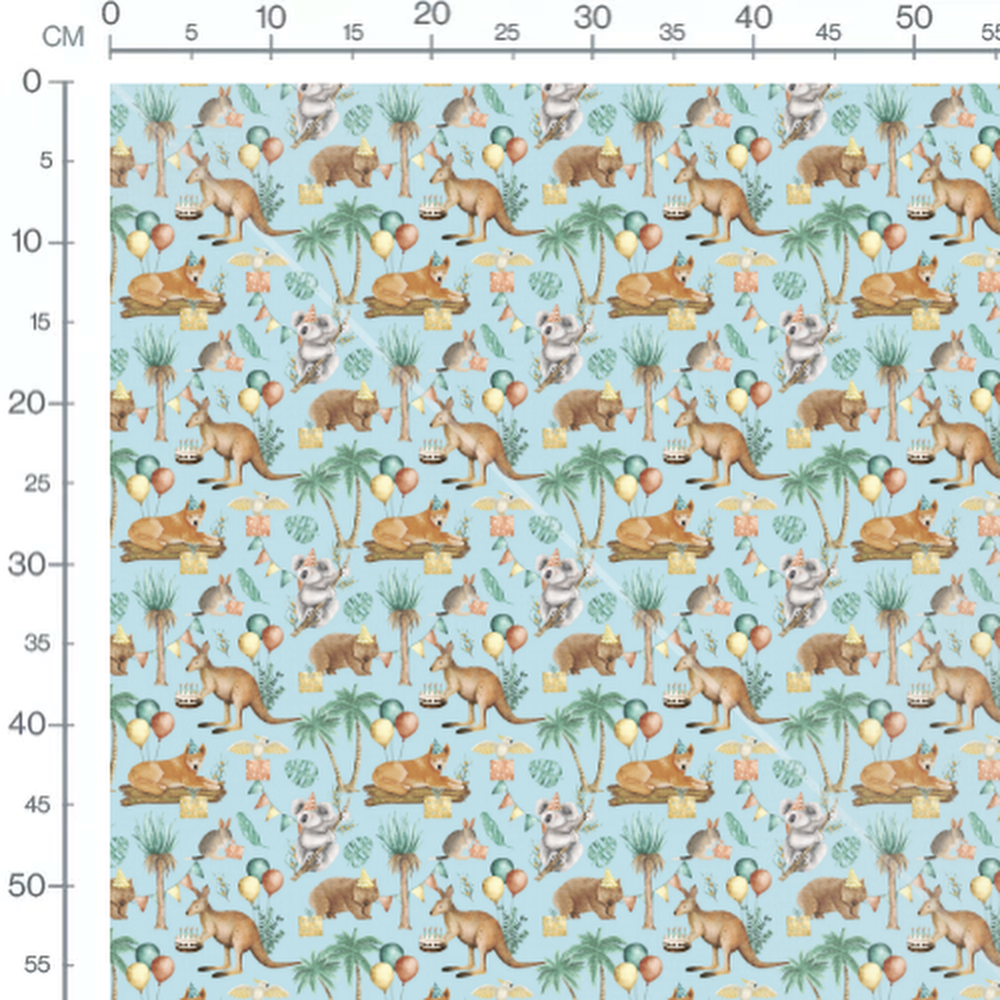 Tissu - Animaux australiens en fête