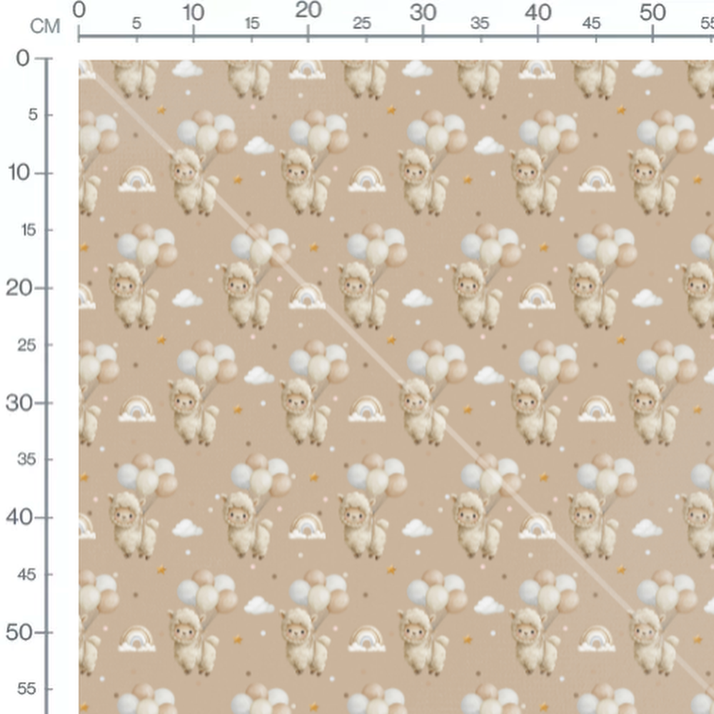 Tissu - Moutons ballons et arcs-en-ciel