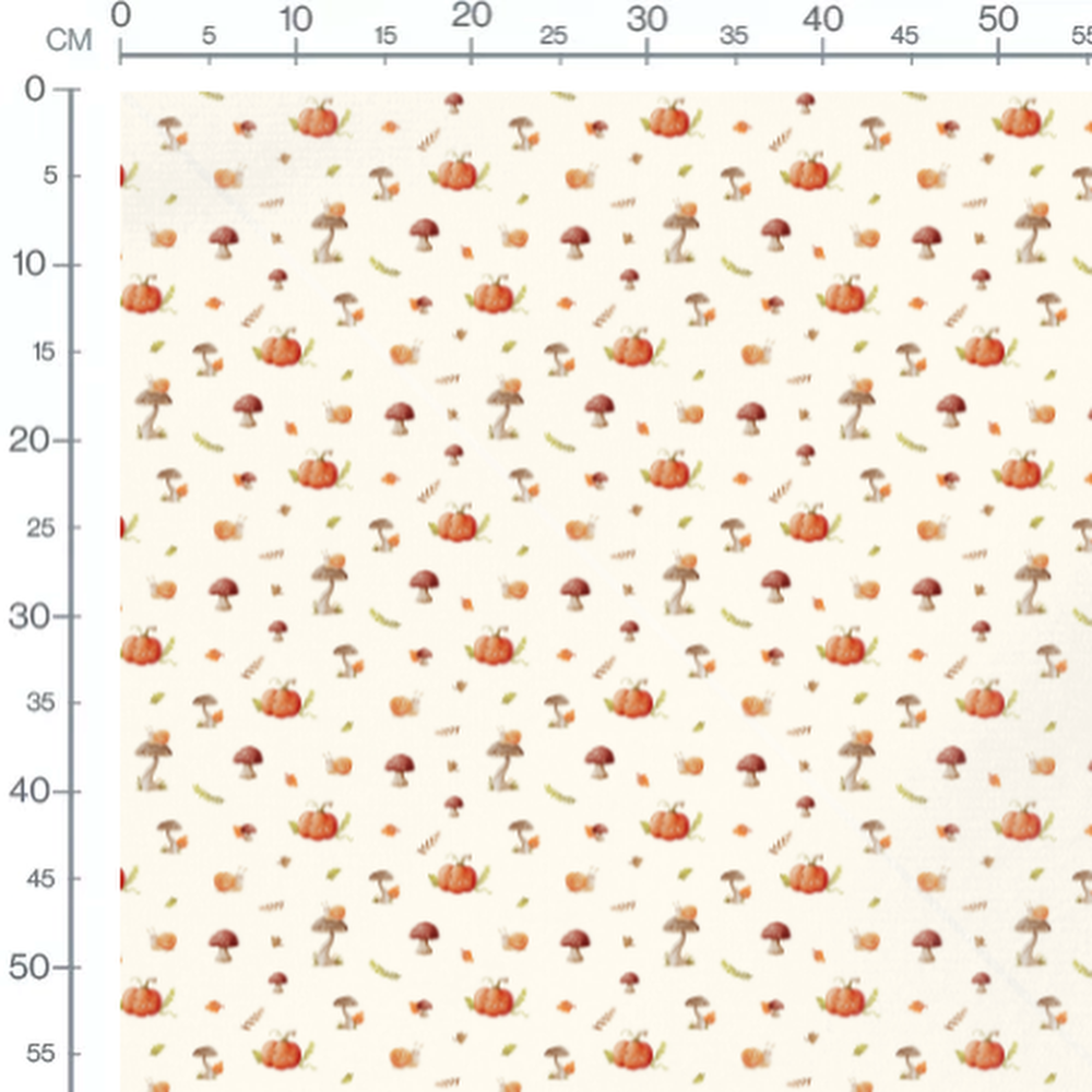 Tissu - Champignons et citrouilles