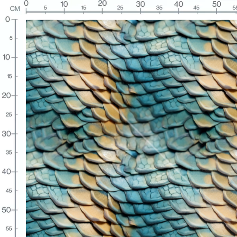 Tissu - dragon bleu or