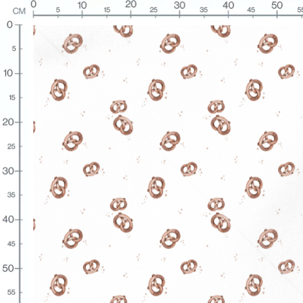 Tissu - Bretzels bruns et grains de sel
