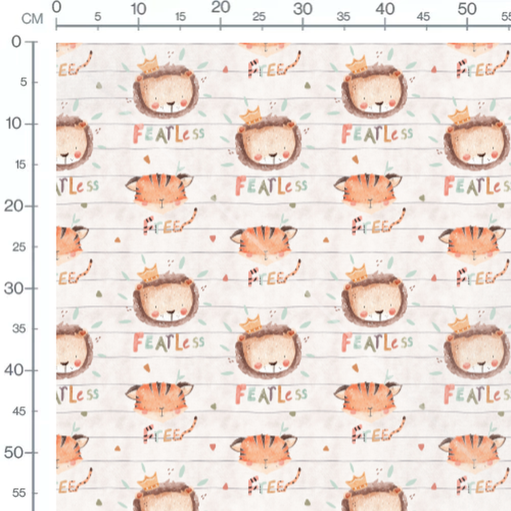 Tissu - Lions et tigres couronnés