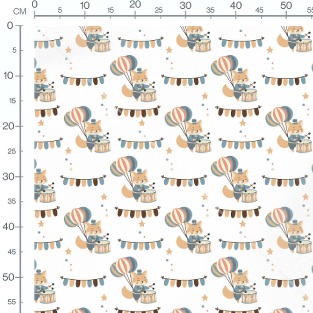 Tissu - Renards tambours et ballons