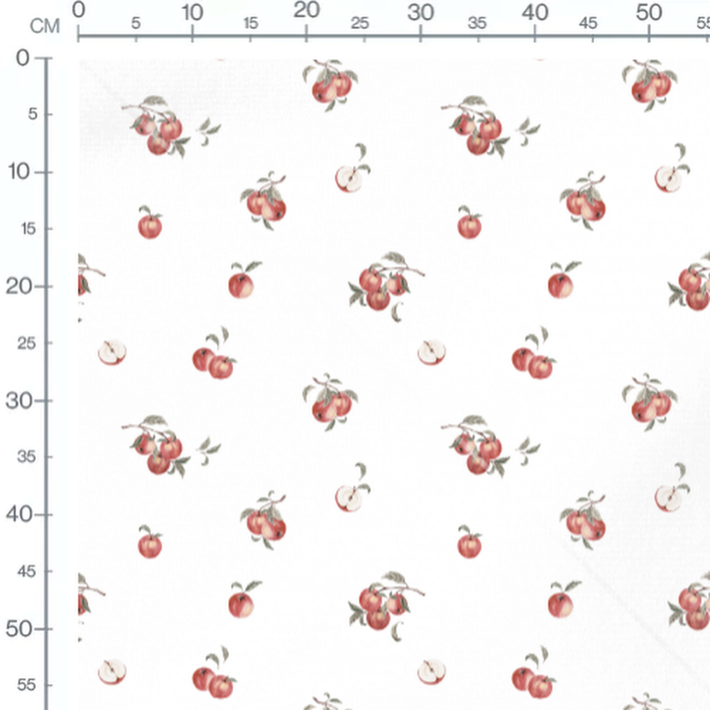 Tissu - Pommes rouges et feuilles