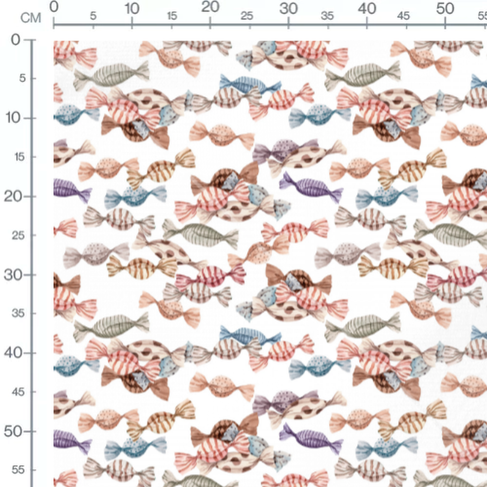 Tissu - Bonbons pastel sur blanc