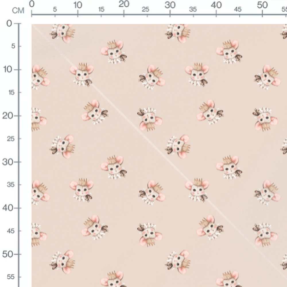 Tissu - Souris couronnées fond beige