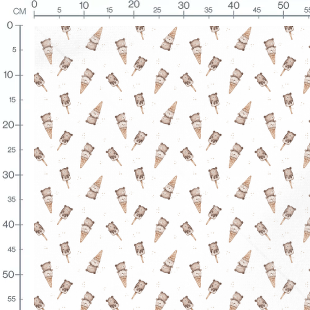 Tissu - Ours glacés sur fond blanc