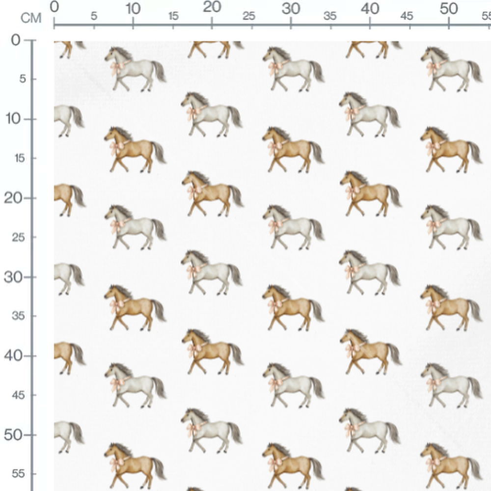 Tissu - Chevaux avec nœuds roses