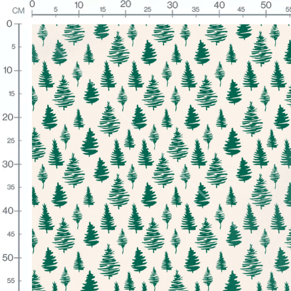 Tissu - Sapin stylisé sur beige