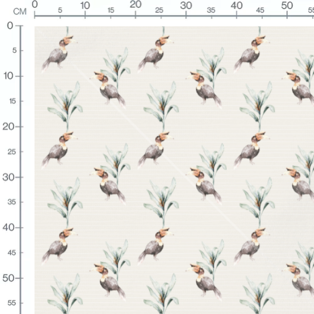 Tissu - Toucans et feuillages aquarelle