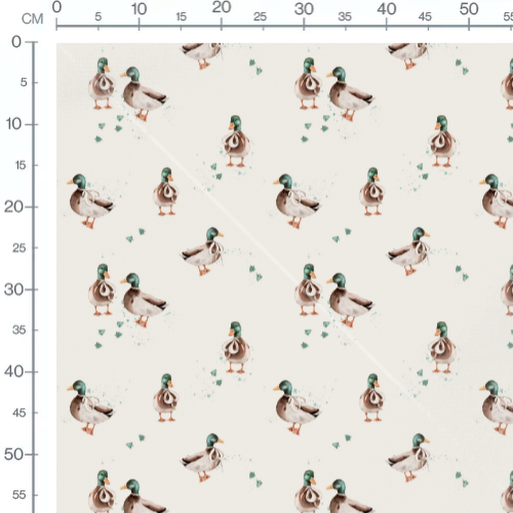Tissu - Canards marron sur crème