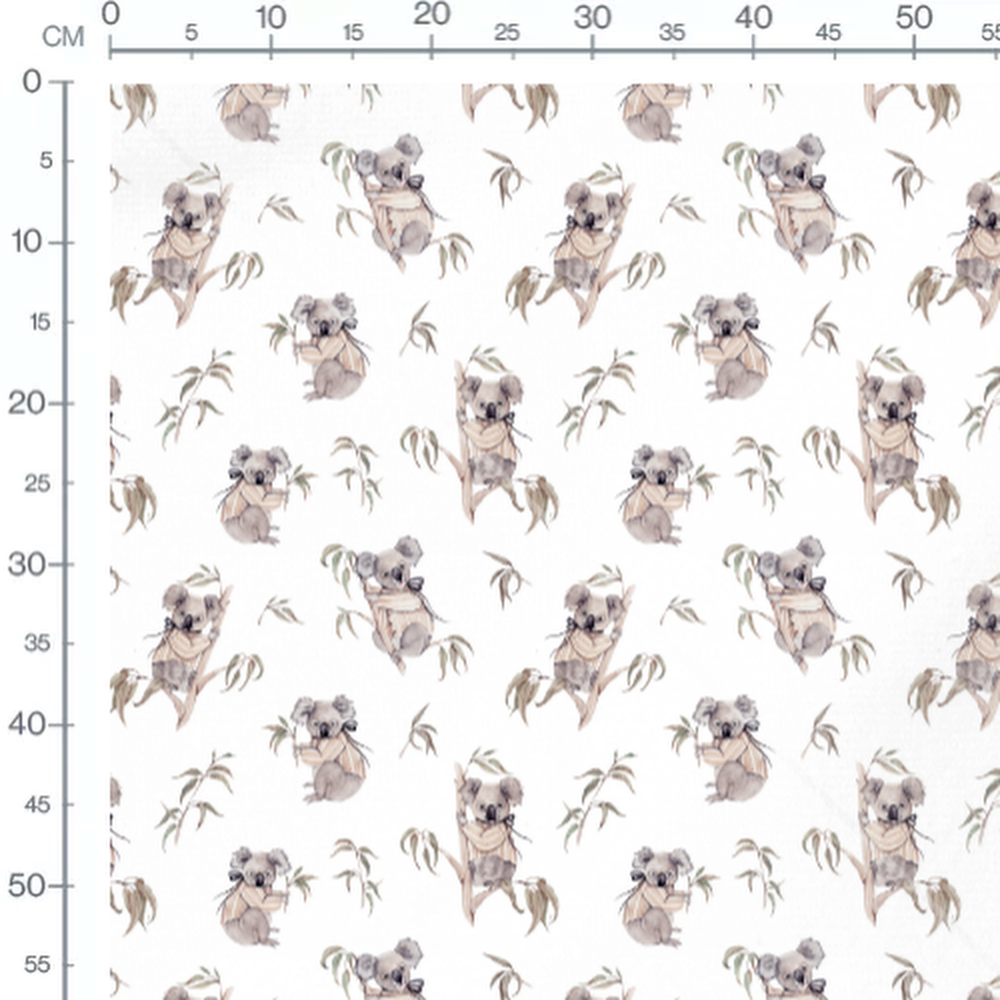 Tissu - Koalas et feuilles vertes