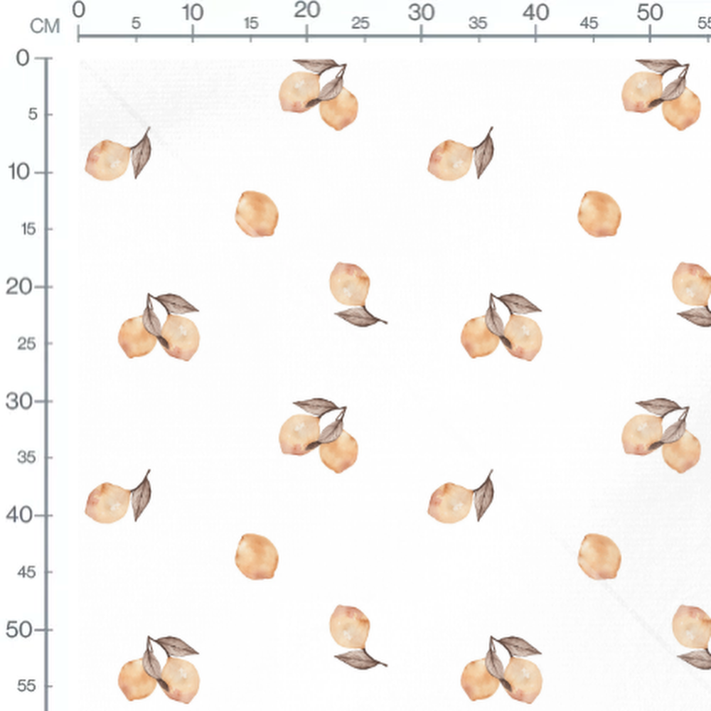 Tissu - Citrons jaunes et feuilles brunes 3