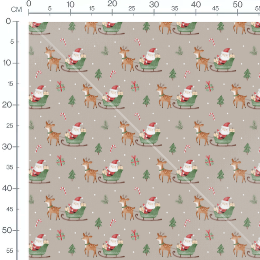 Tissu - Rennes et cadeaux sur beige