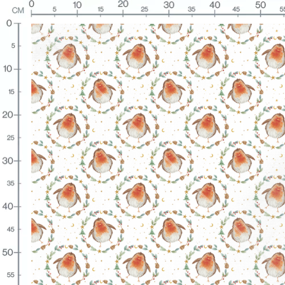 Tissu - Oiseaux et branches de pin