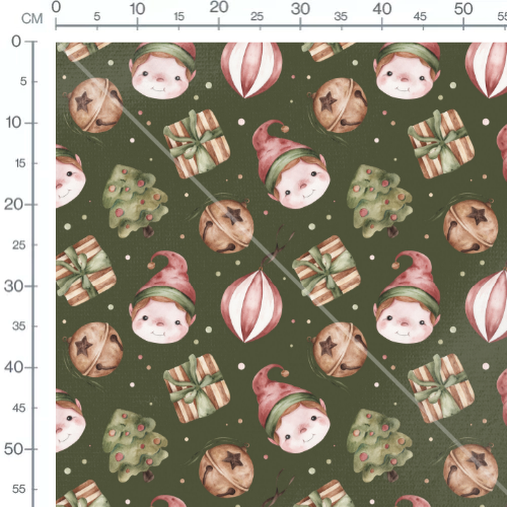 Tissu - Lutins et clochettes dorées