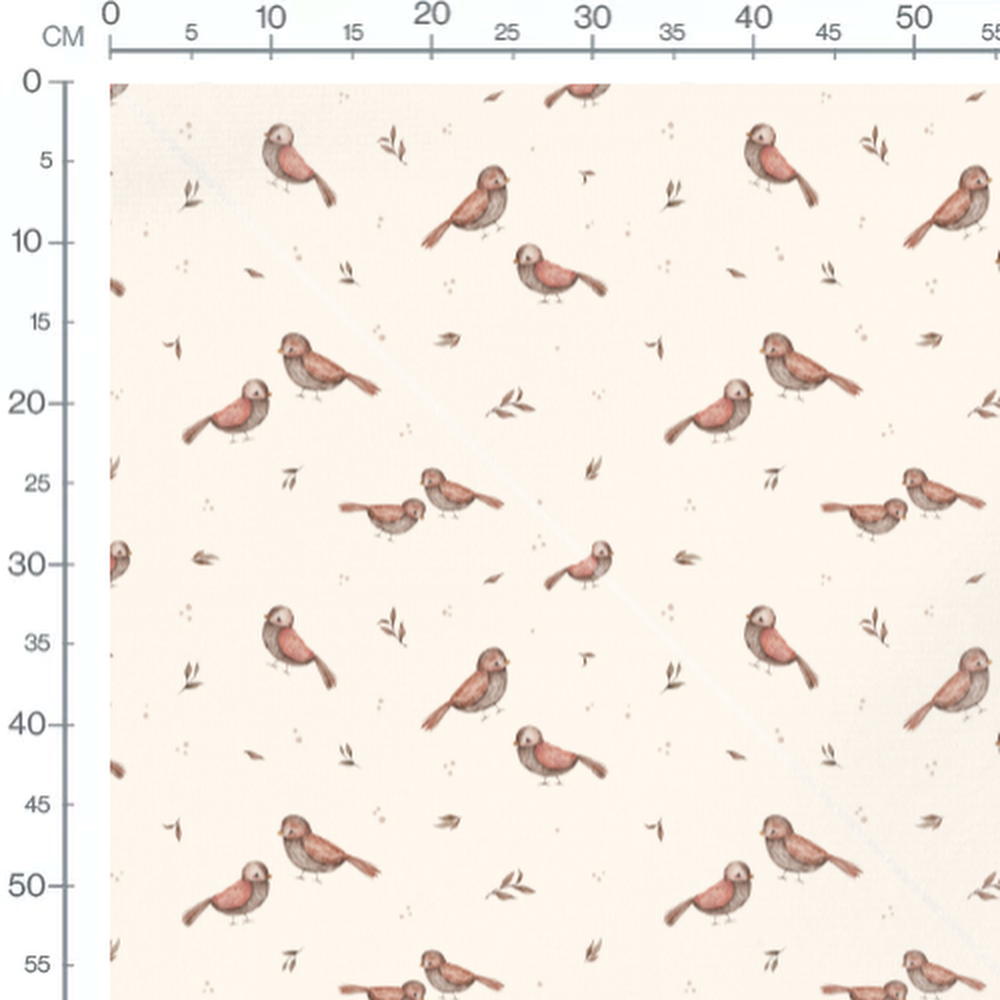 Tissu - Petits oiseaux et feuillages