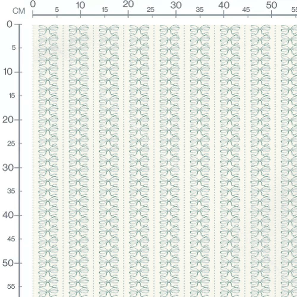 Tissu - Noeuds verts sur fond crème