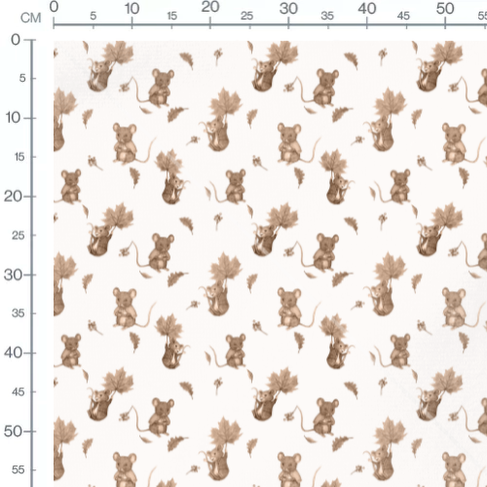 Tissu - Souris et feuilles d'automne