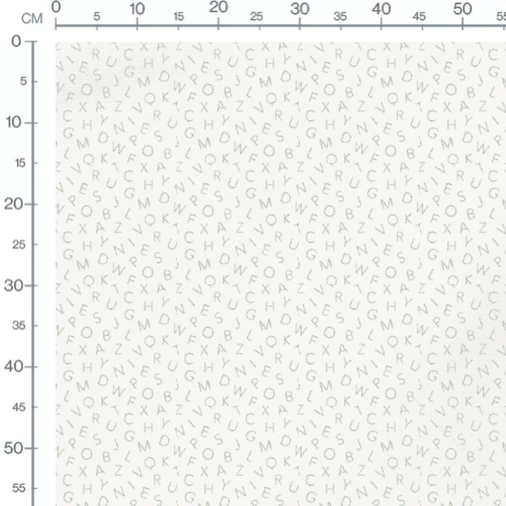 Tissu - Lettres végétales sur fond blanc