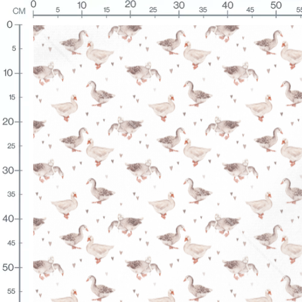 Tissu - Oies et cœurs apaisants