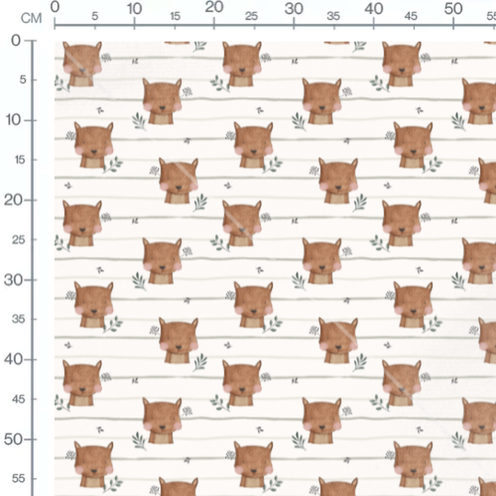 Tissu - Petits renards et feuillages
