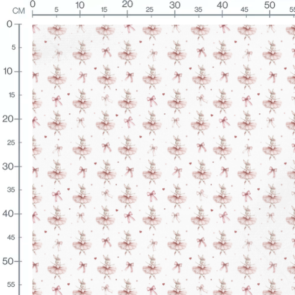 Tissu - Lapins danseurs et rubans