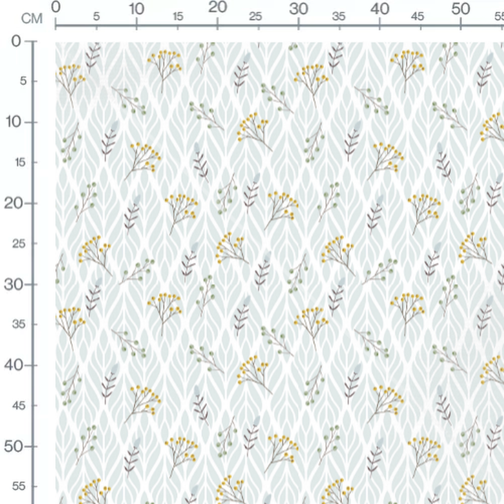 Tissu - Brindilles et feuilles grises