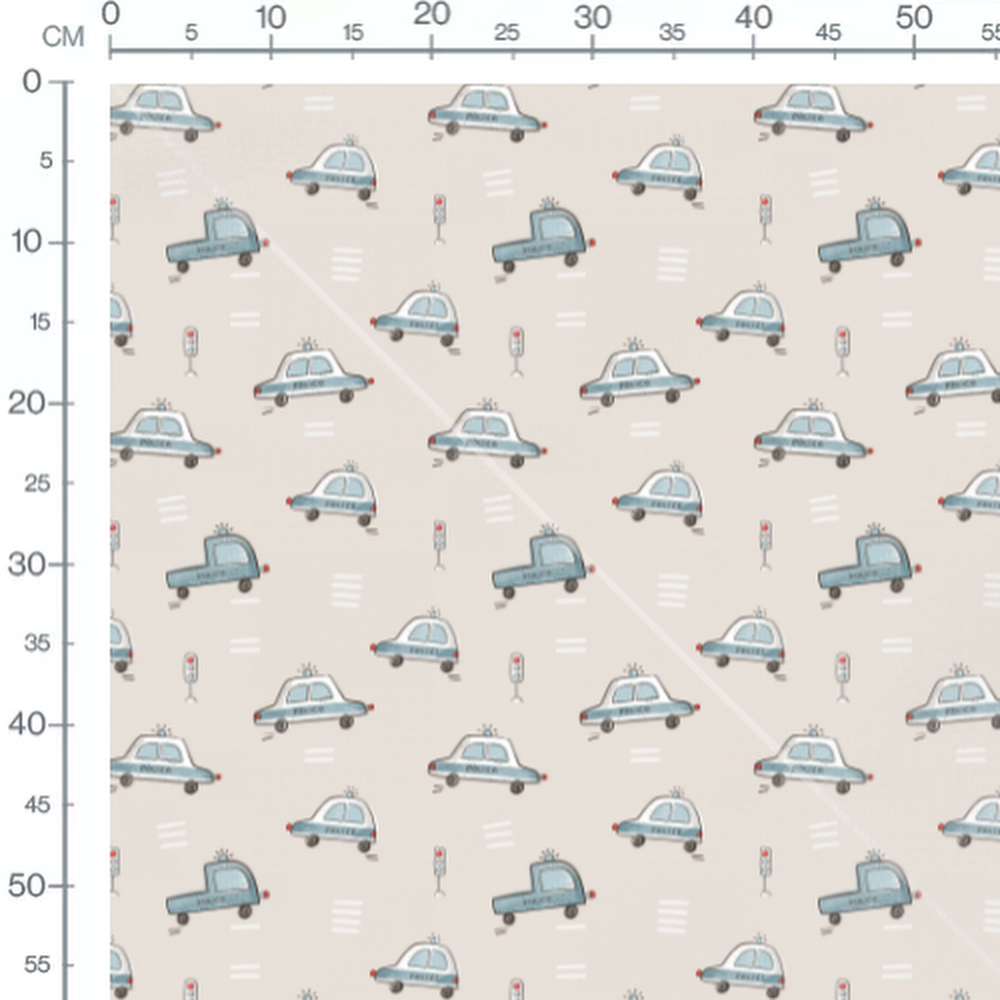 Tissu - Voitures de police bleues