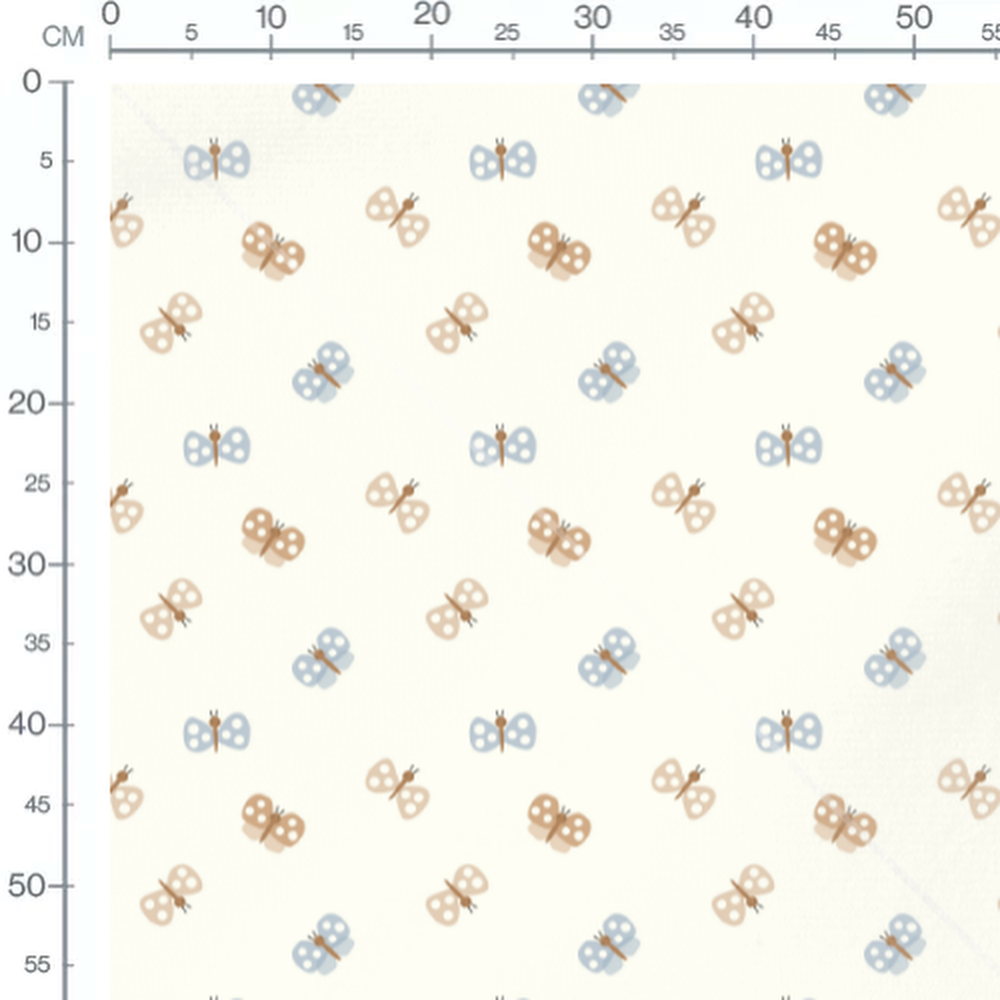 Tissu - Papillons pastel sur fond clair