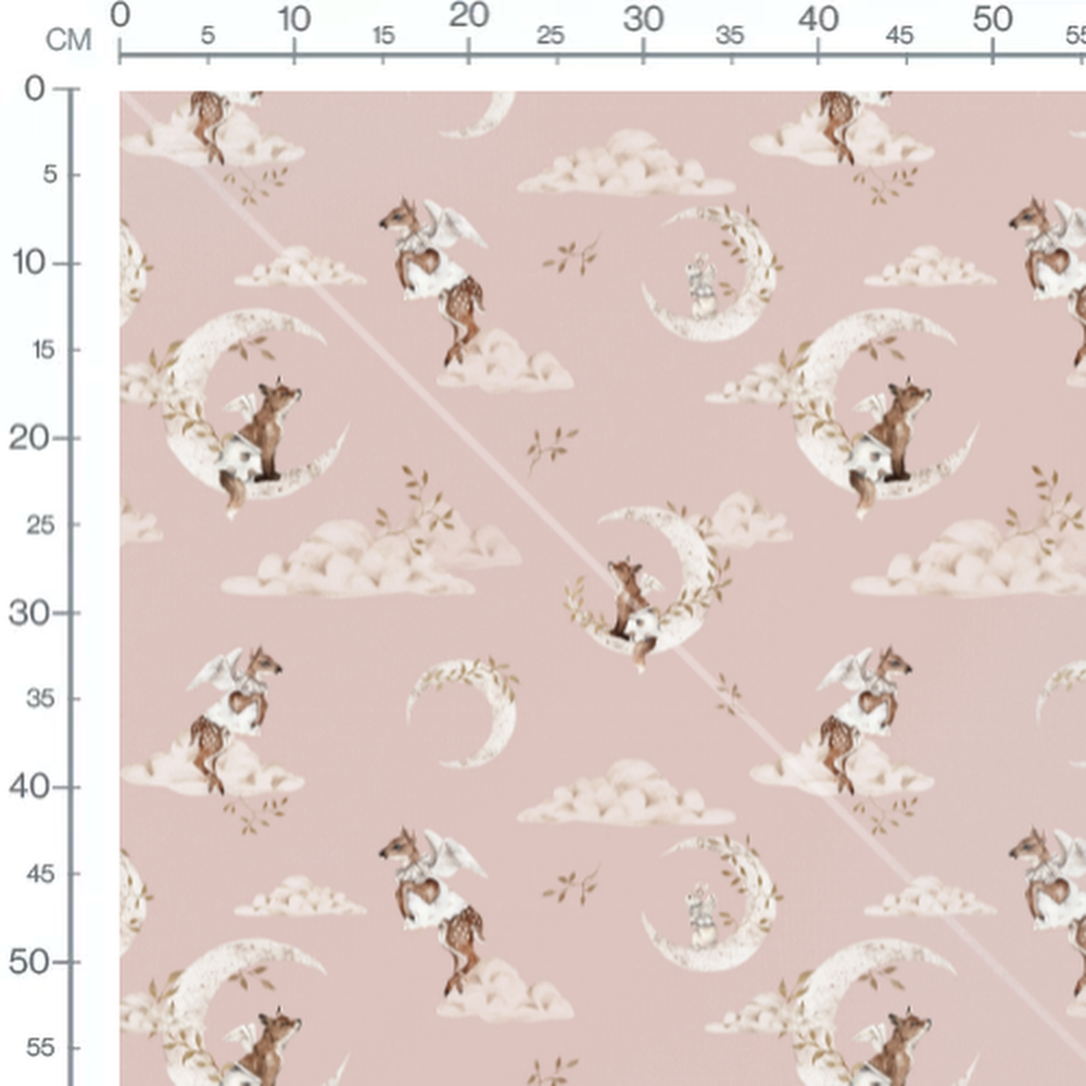 Tissu - Animaux ailés sur fond rose