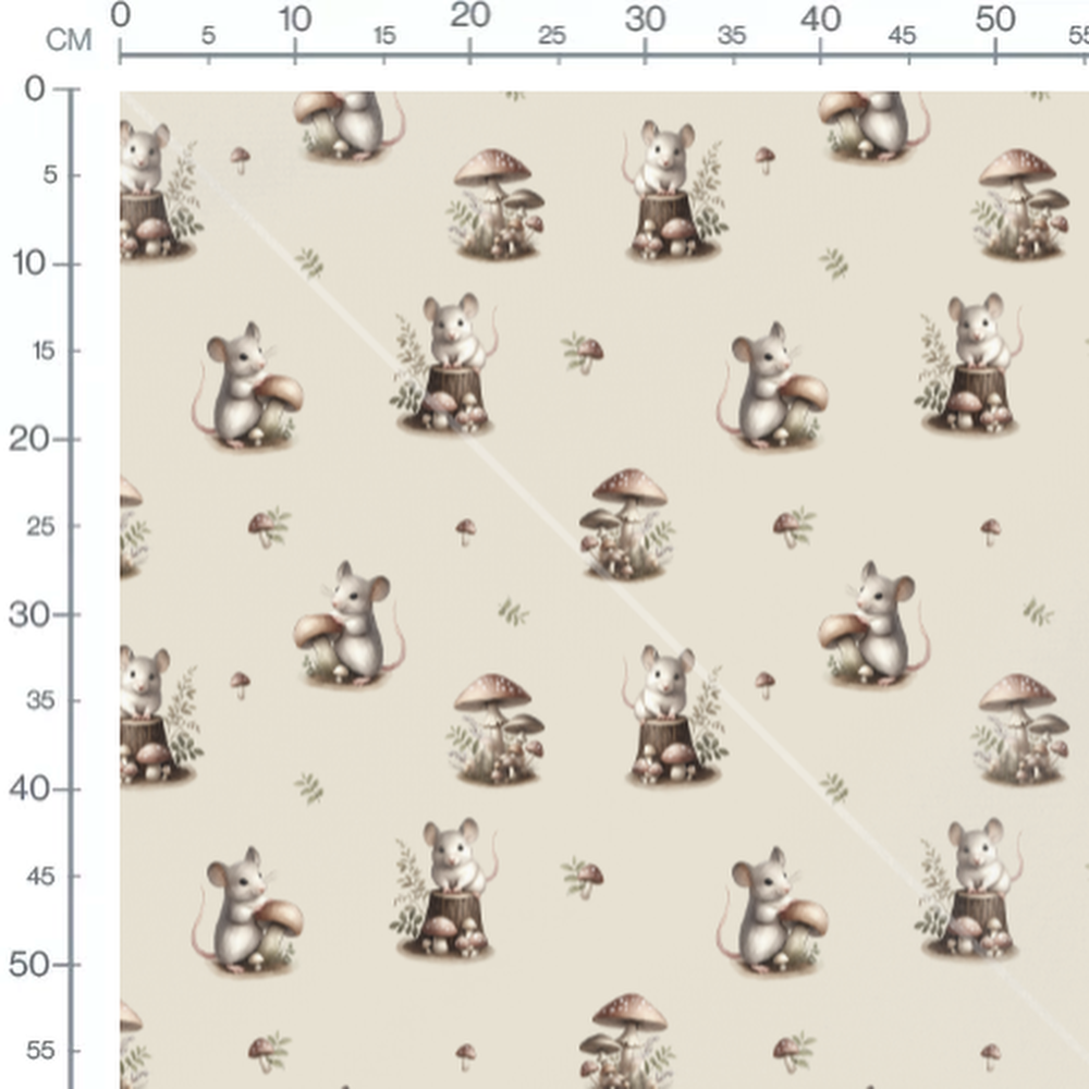 Tissu - Souris grises et souches