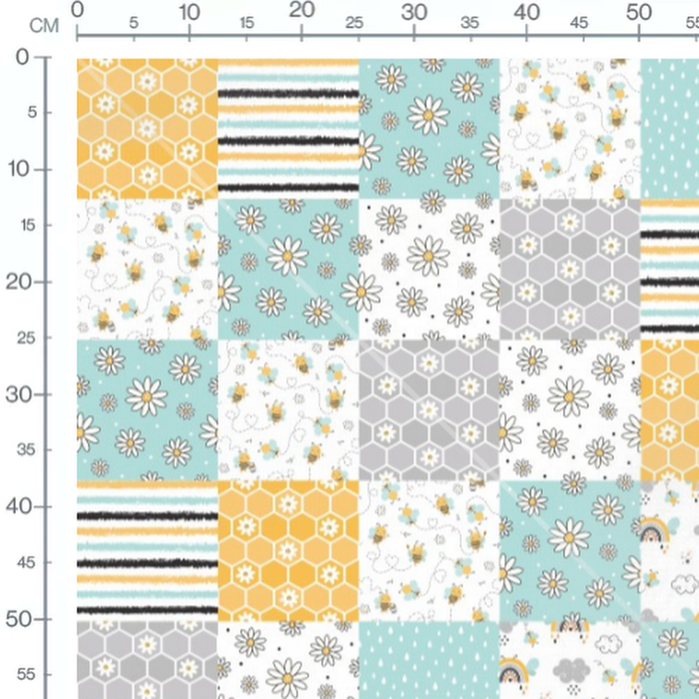 Tissu - Patchwork pastel géométrique