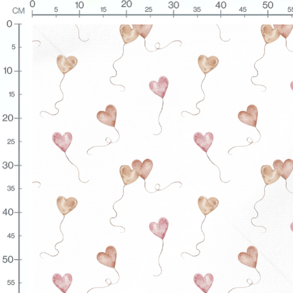 Tissu - Cœurs aquarelle sur fond blanc