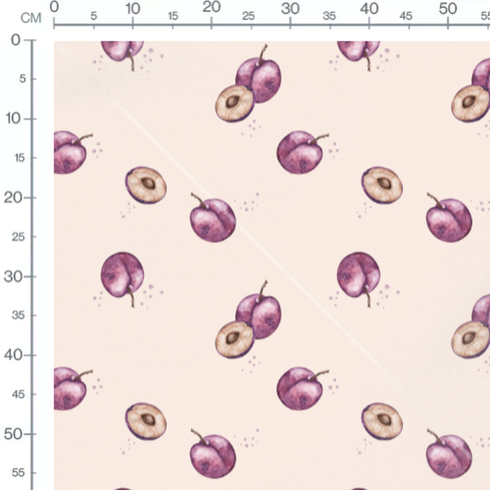 Tissu - Prunes violettes et demi-prunes