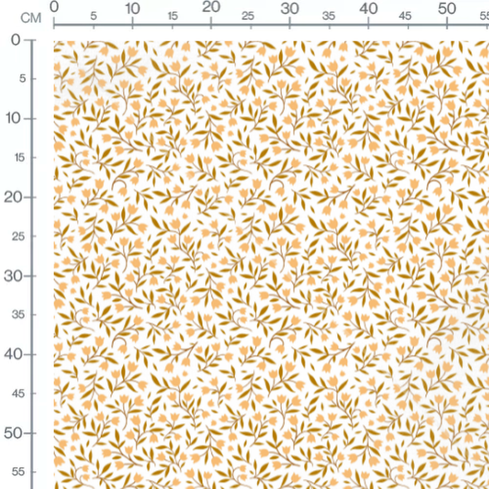 Tissu - Fleurs orange sur fond blanc